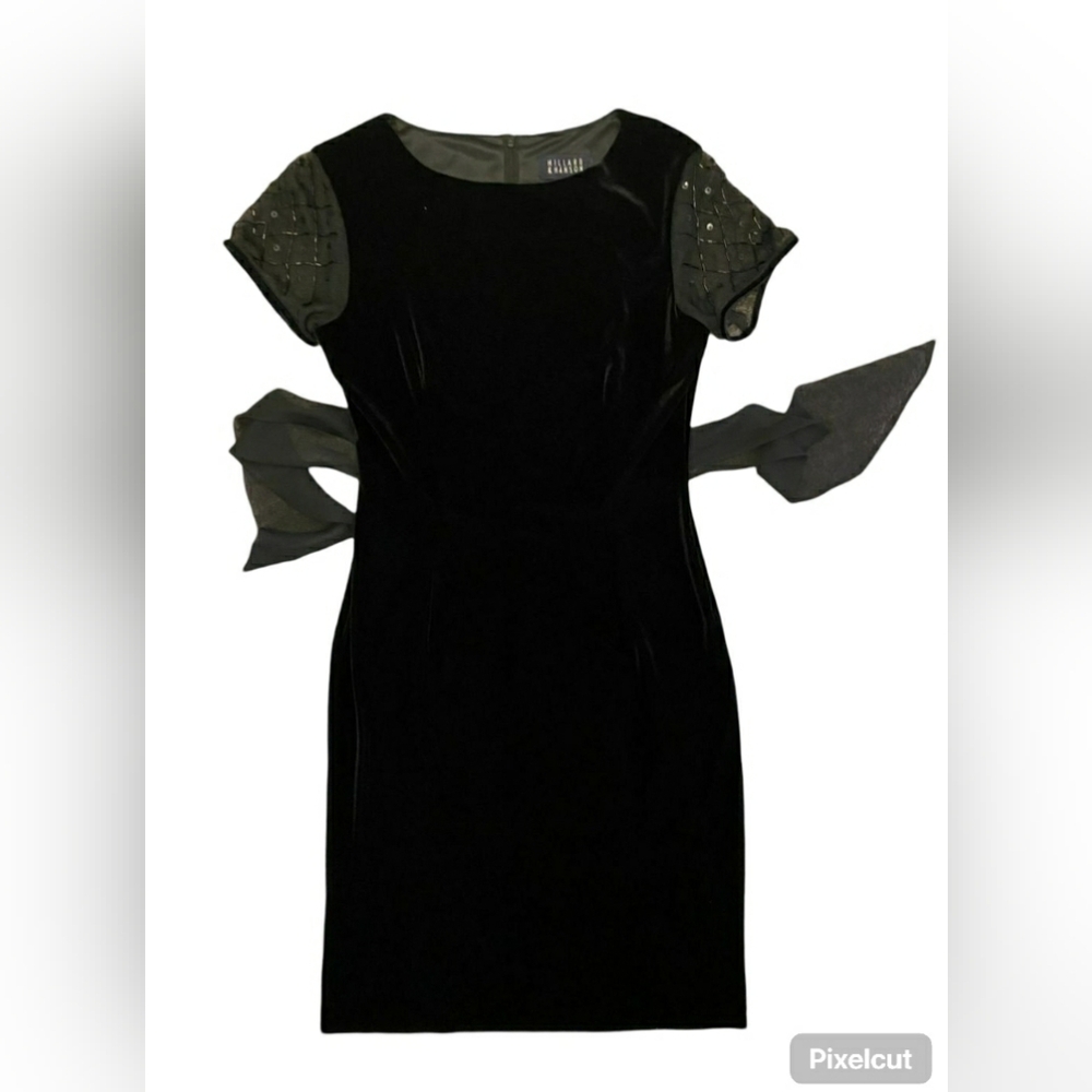 Hillard and Hanson Women’s Beaded Sleeve Velvet Black Dress Size 6